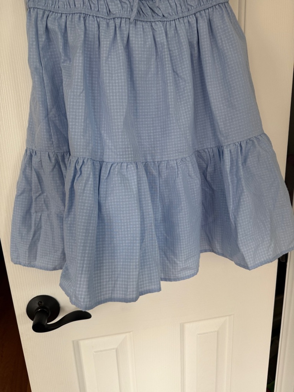 Storia Light Blue Puff Sleeve Smocked Mini Dress - Picture 4 of 5